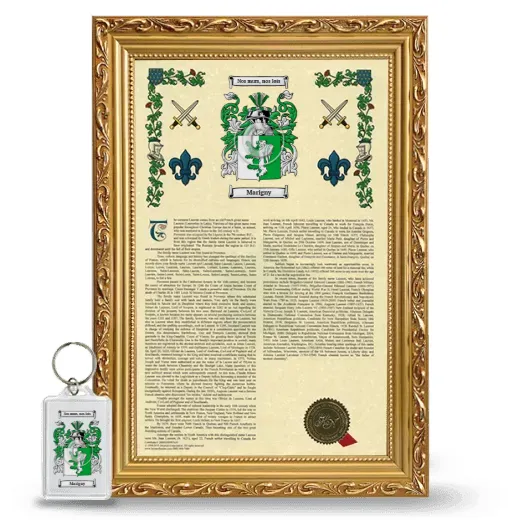 Marigny Framed Armorial History and Keychain - Gold