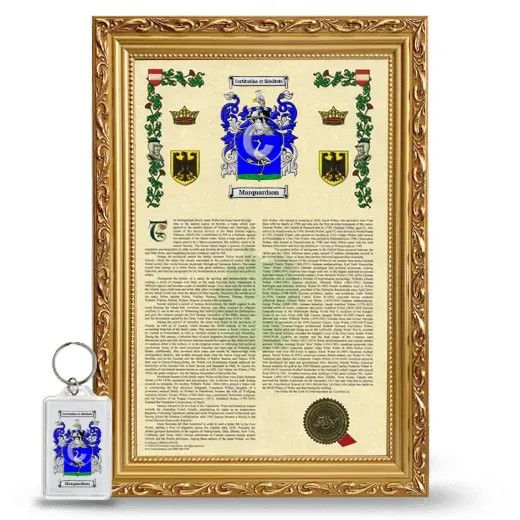 Marquardson Framed Armorial History and Keychain - Gold