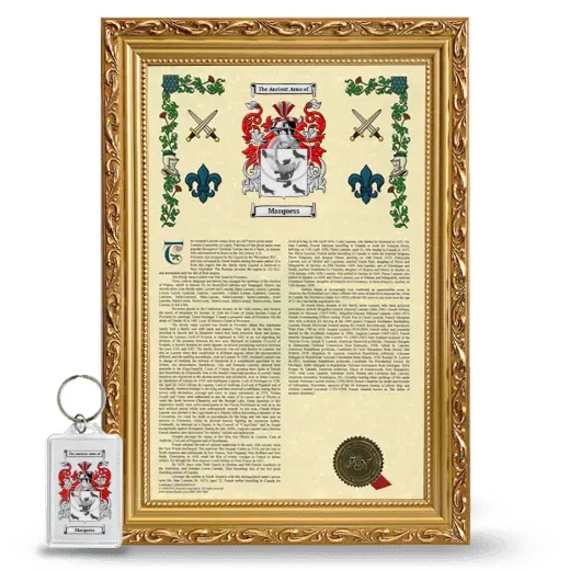 Marquess Framed Armorial History and Keychain - Gold