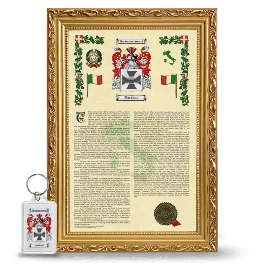 Marziani Framed Armorial History and Keychain - Gold