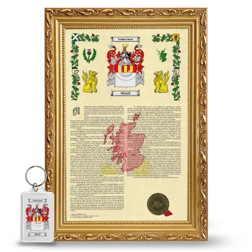 Mascil Framed Armorial History and Keychain - Gold