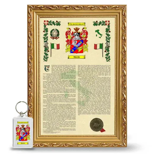 Mascio Framed Armorial History and Keychain - Gold