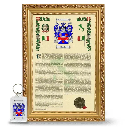 Masella Framed Armorial History and Keychain - Gold