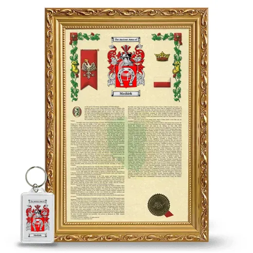 Mashiek Framed Armorial History and Keychain - Gold