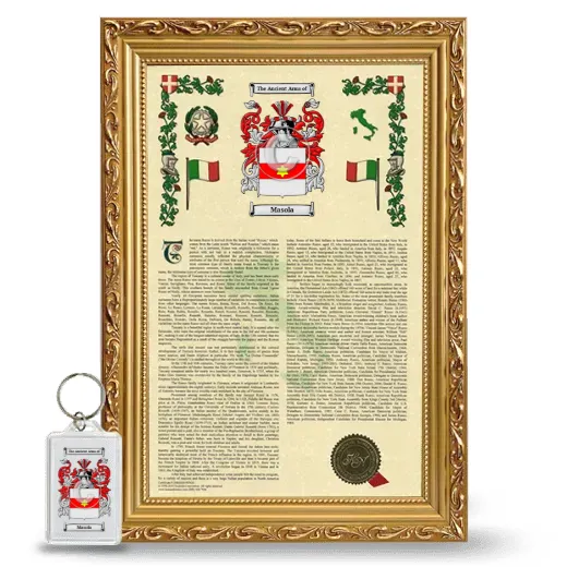 Masola Framed Armorial History and Keychain - Gold
