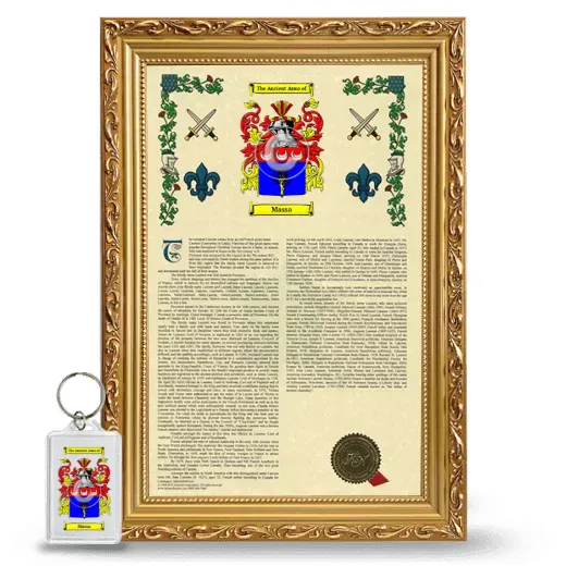Massa Framed Armorial History and Keychain - Gold