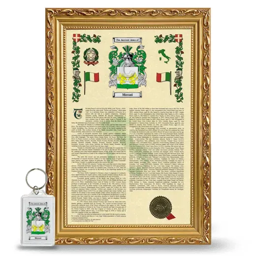 Massai Framed Armorial History and Keychain - Gold