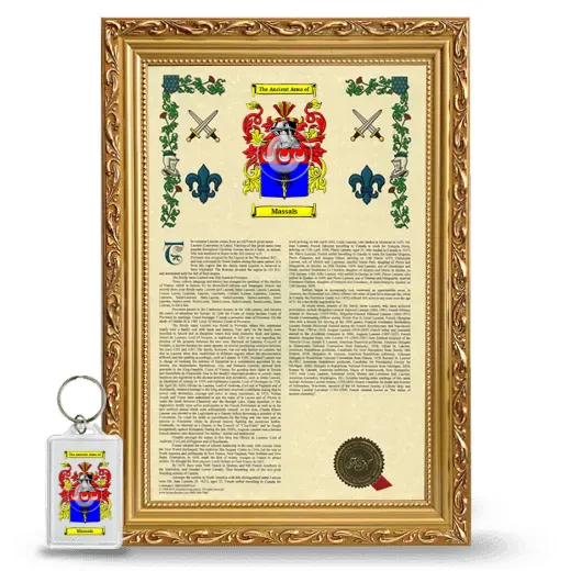 Massais Framed Armorial History and Keychain - Gold
