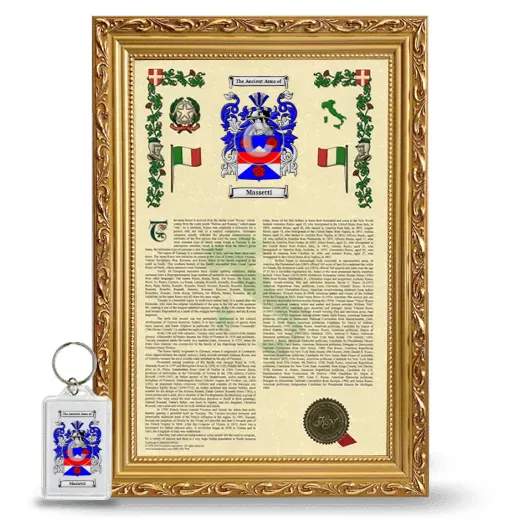 Massetti Framed Armorial History and Keychain - Gold