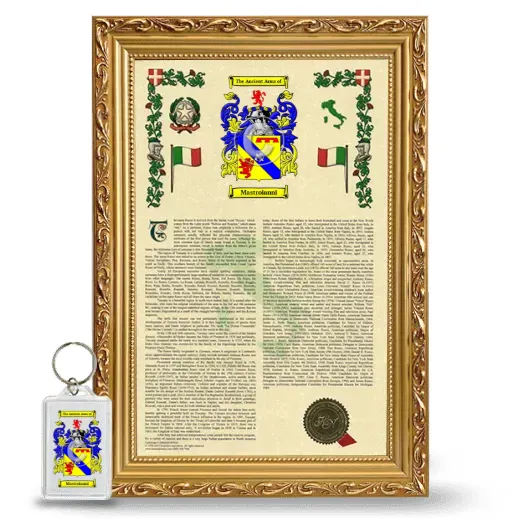 Mastroianni Framed Armorial History and Keychain - Gold