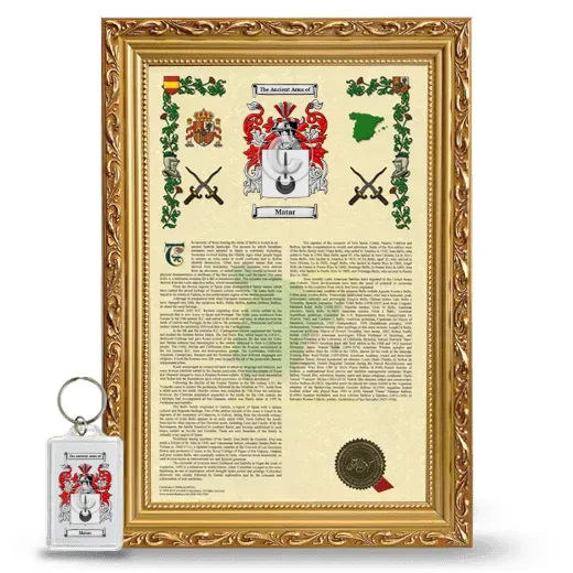 Matar Framed Armorial History and Keychain - Gold