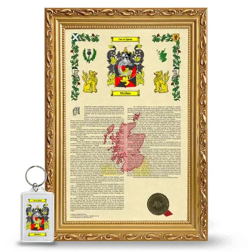 Mathas Framed Armorial History and Keychain - Gold