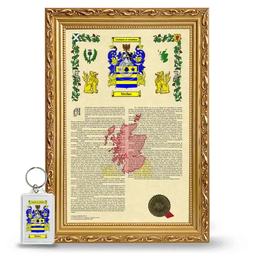 Mather Framed Armorial History and Keychain - Gold