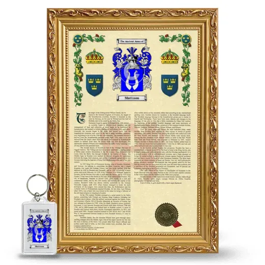 Mattsson Framed Armorial History and Keychain - Gold