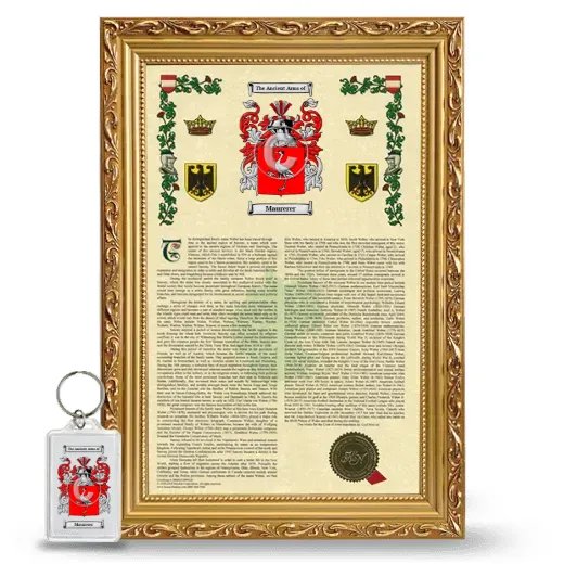 Maurerer Framed Armorial History and Keychain - Gold