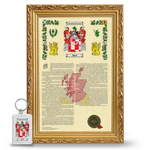 Mawl Framed Armorial History and Keychain - Gold