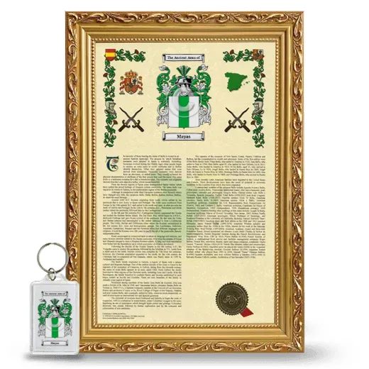 Mayas Framed Armorial History and Keychain - Gold