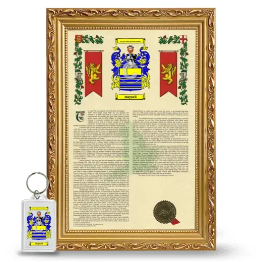 Maynell Framed Armorial History and Keychain - Gold