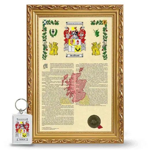 McAffeynd Framed Armorial History and Keychain - Gold