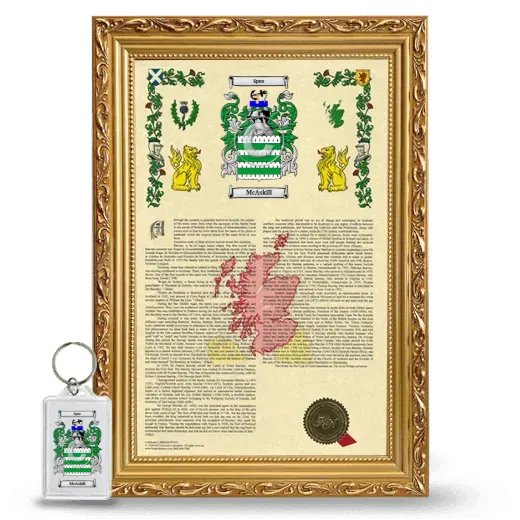 McAskill Framed Armorial History and Keychain - Gold