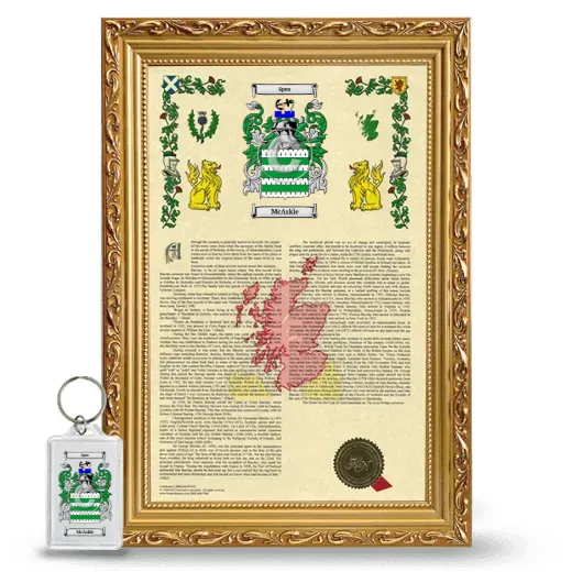 McAskle Framed Armorial History and Keychain - Gold