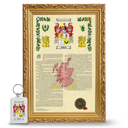 McBane Framed Armorial History and Keychain - Gold