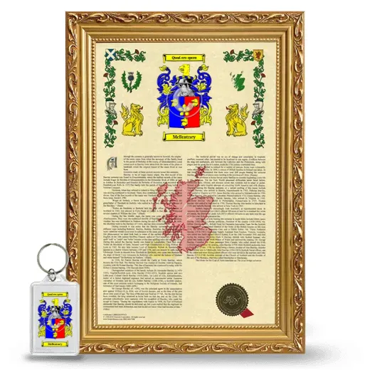 McBratney Framed Armorial History and Keychain - Gold