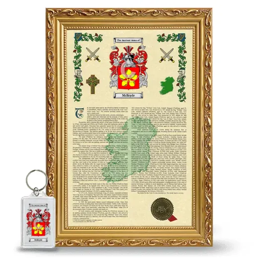 McBryde Framed Armorial History and Keychain - Gold