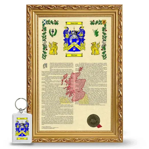McCaie Framed Armorial History and Keychain - Gold