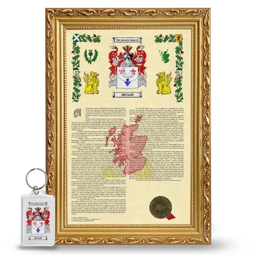 McCaull Framed Armorial History and Keychain - Gold