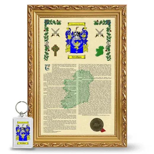 McColligan Framed Armorial History and Keychain - Gold