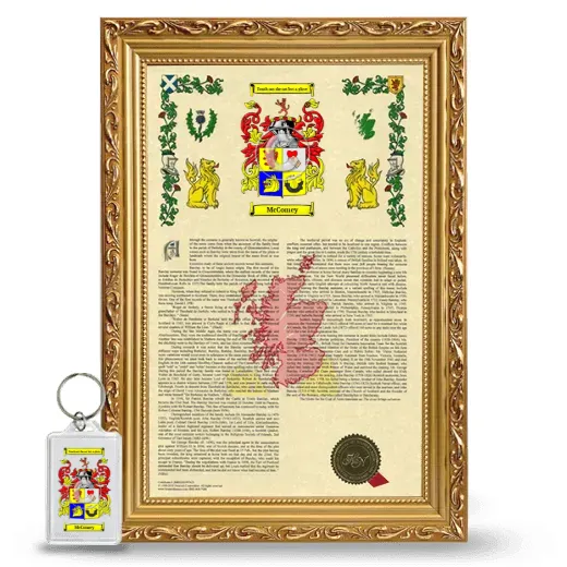 McComey Framed Armorial History and Keychain - Gold