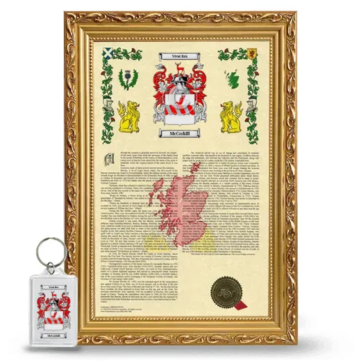 McCorkill Framed Armorial History and Keychain - Gold