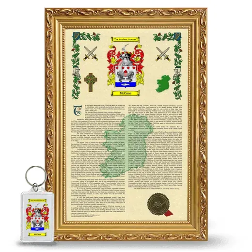 McCune Framed Armorial History and Keychain - Gold