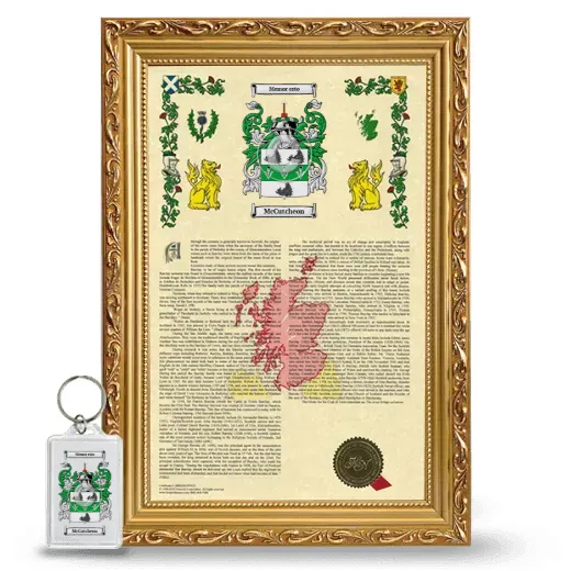McCutcheon Framed Armorial History and Keychain - Gold
