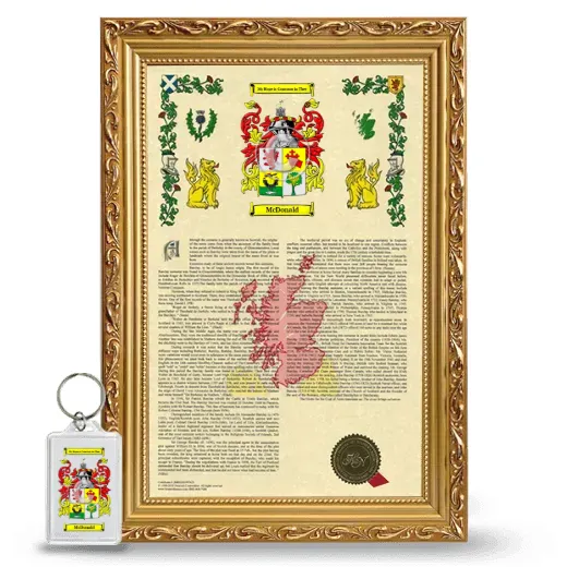 McDonald Framed Armorial History and Keychain - Gold