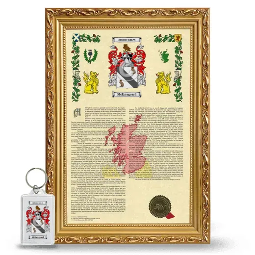 McEntegeard Framed Armorial History and Keychain - Gold