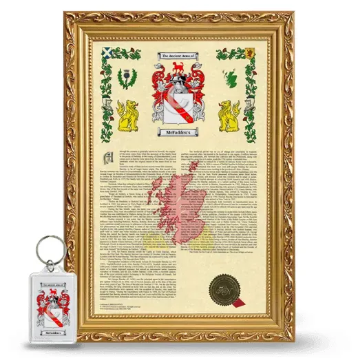 McFadden's Framed Armorial History and Keychain - Gold