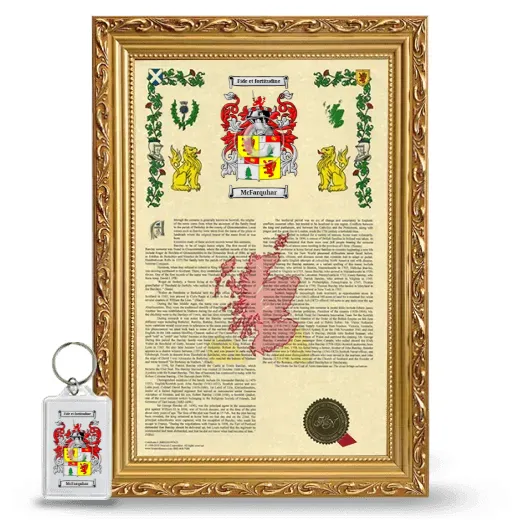 McFarquhar Framed Armorial History and Keychain - Gold