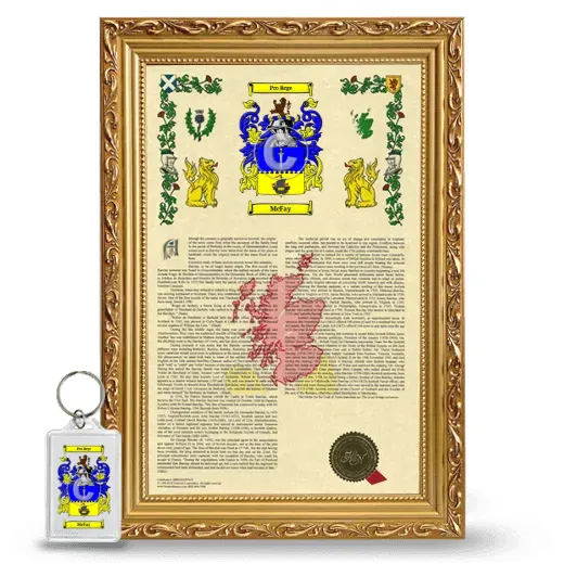 McFay Framed Armorial History and Keychain - Gold