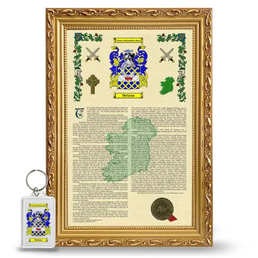 McGann Framed Armorial History and Keychain - Gold