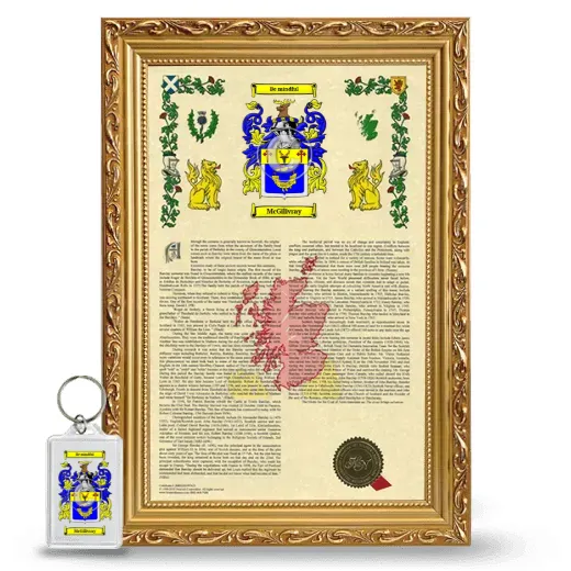 McGilivray Framed Armorial History and Keychain - Gold