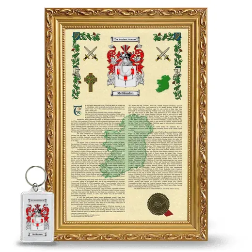McGlendon Framed Armorial History and Keychain - Gold