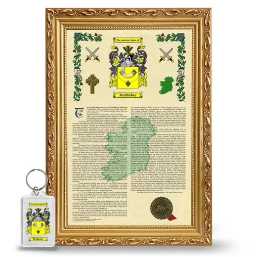 McGlinchey Framed Armorial History and Keychain - Gold