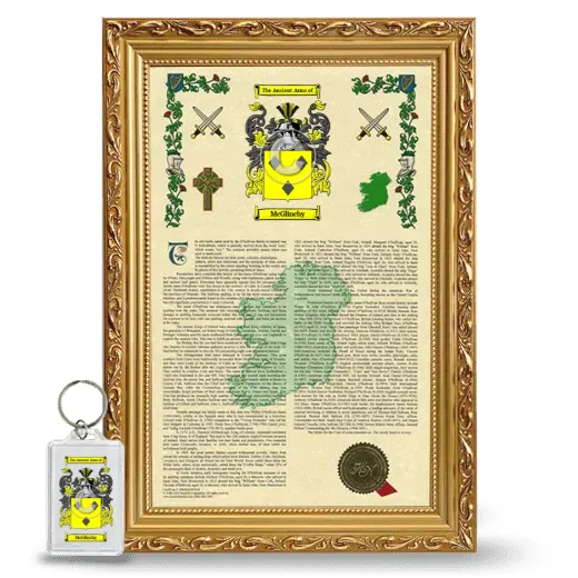 McGlinchy Framed Armorial History and Keychain - Gold