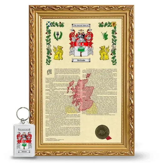 McGrain Framed Armorial History and Keychain - Gold