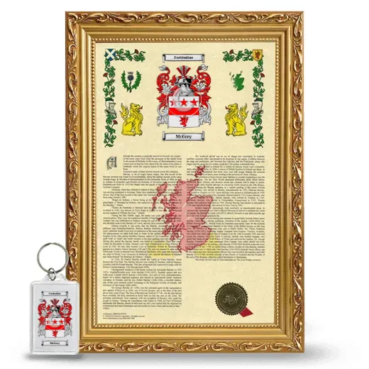 McGrey Framed Armorial History and Keychain - Gold