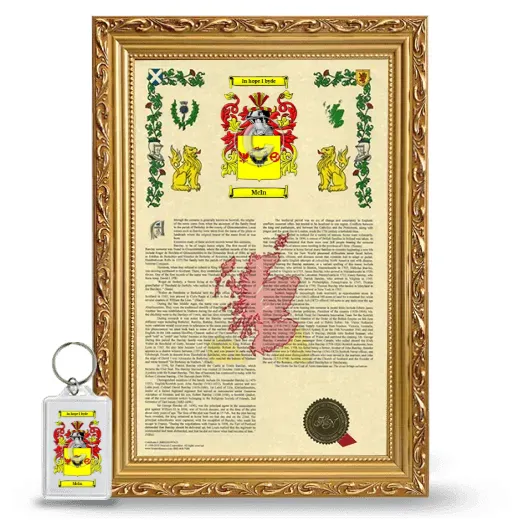 McIn Framed Armorial History and Keychain - Gold