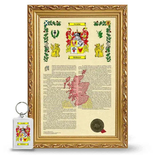 McIntyre Framed Armorial History and Keychain - Gold