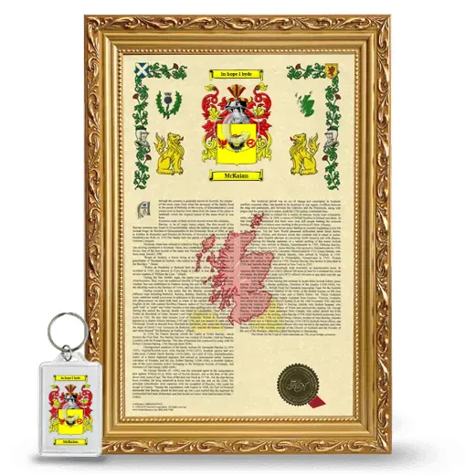 McKaian Framed Armorial History and Keychain - Gold